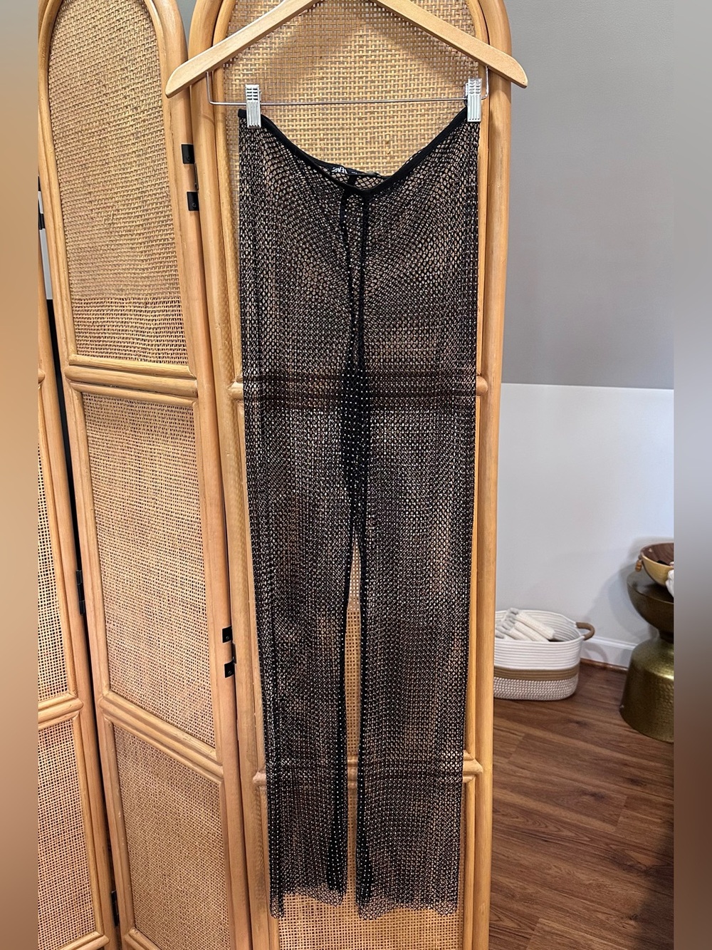 Zara Black Sheer Mesh Swim Coverup Pants